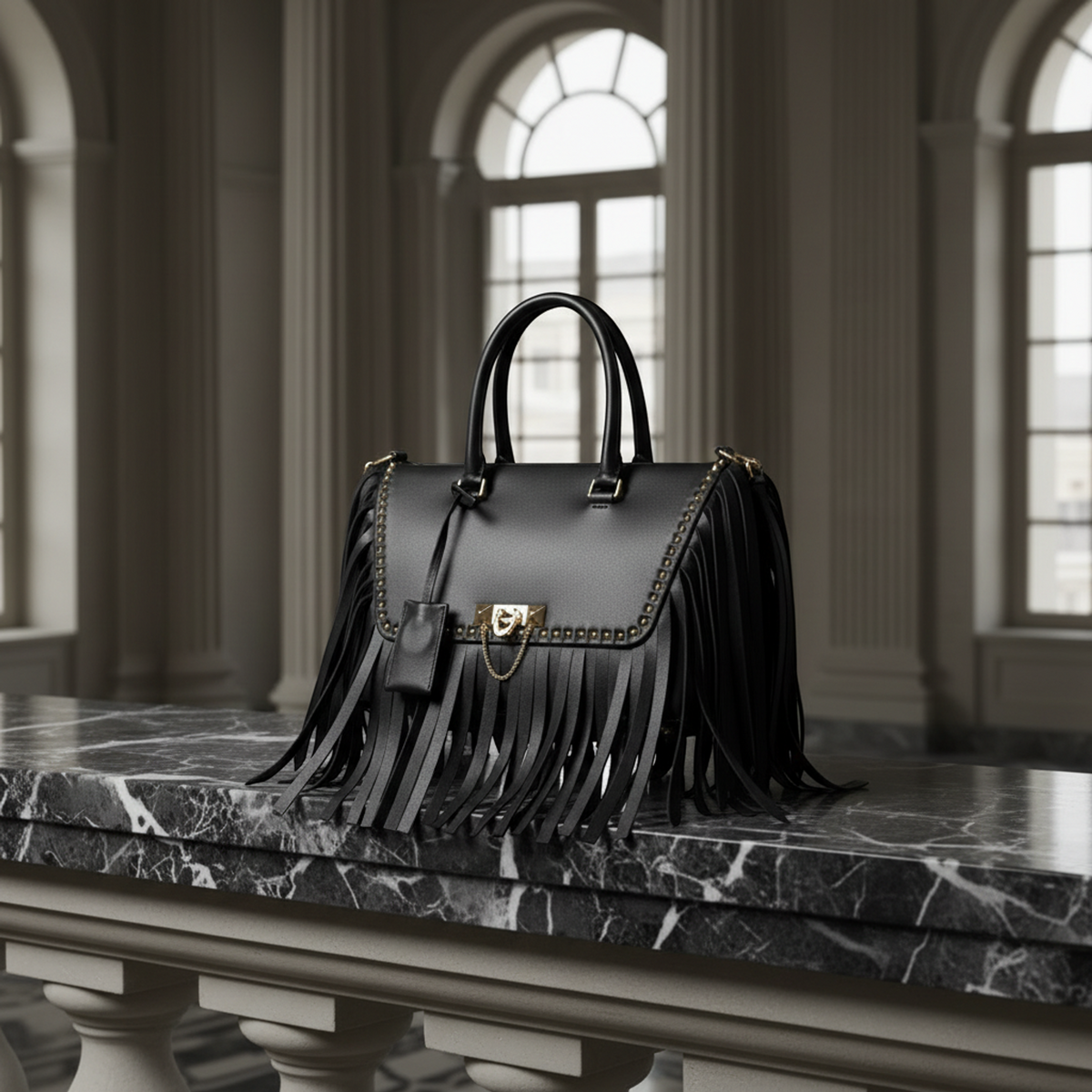Valentino Garavani Demiloon PW2B0A47XFT Women's Leather Handbag,Shoulder Bag Black