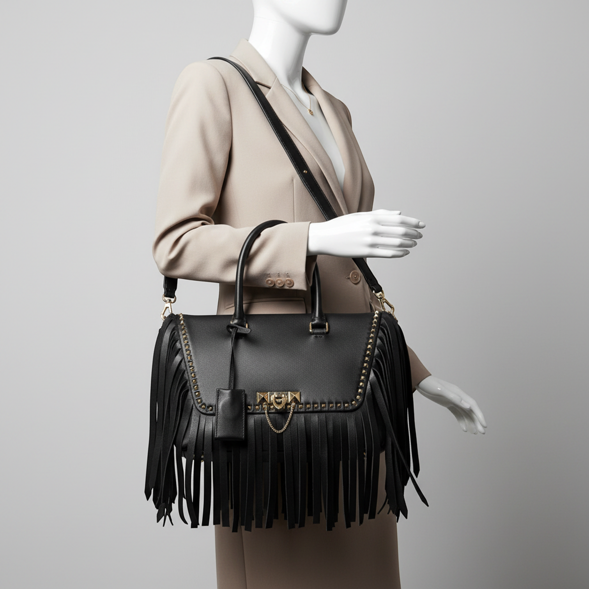 Valentino Garavani Demiloon PW2B0A47XFT Women's Leather Handbag,Shoulder Bag Black