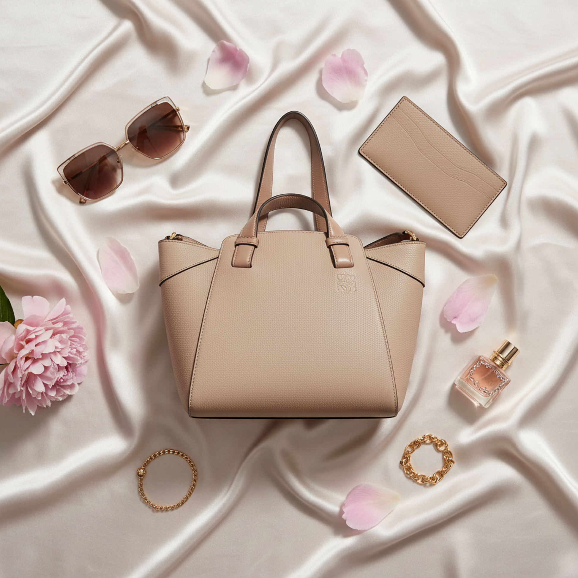 Loewe Hammock Nugget Women's Leather Handbag,Shoulder Bag Light Beige
