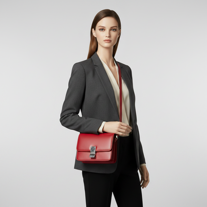 Celine Classic Box Small Women's Leather Shoulder Bag Red Color