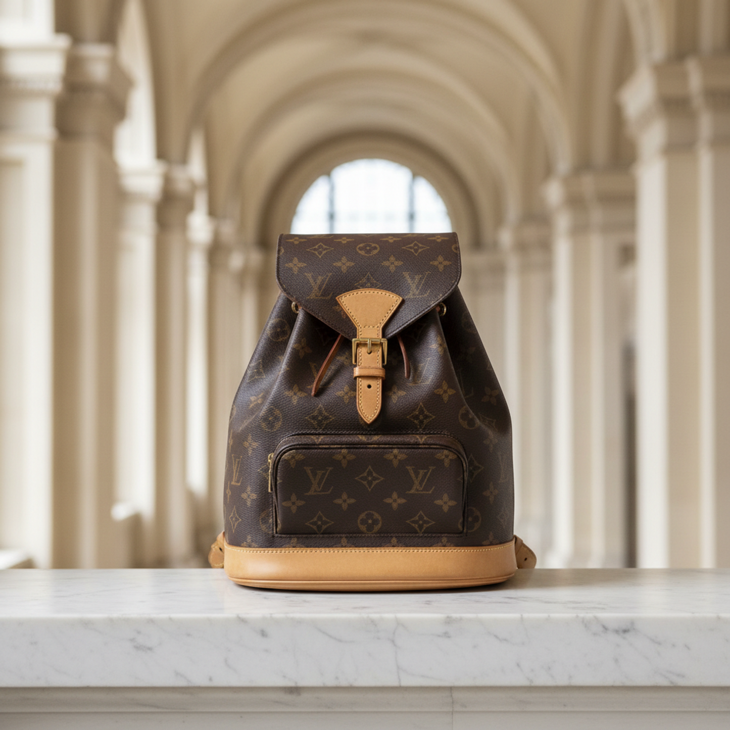Louis Vuitton Monogram Montsouris MM M51136 Women's Backpack Brown