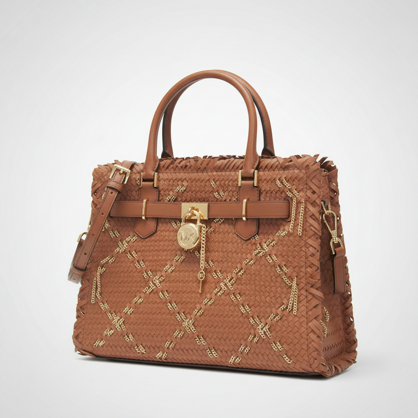 Michael Kors Hamilton Medium 35S2GHMS2L Women's Leather Shoulder Bag,Tote Bag Brown