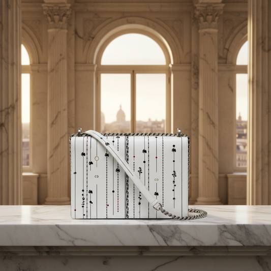 Christian Dior Diorama Chain Shoulder Bag Women's Leather Shoulder Bag White