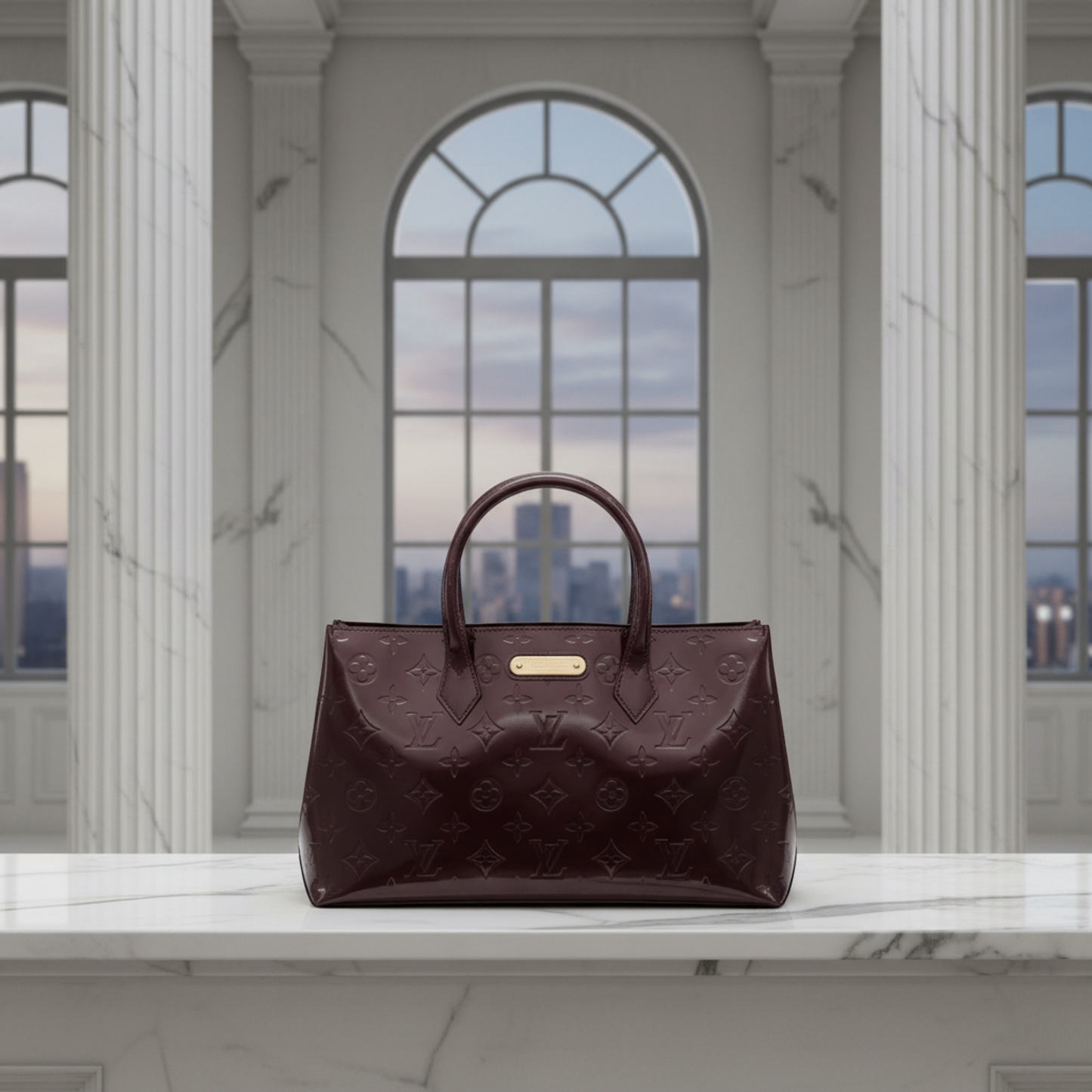 Louis Vuitton Monogram Vernis Wilshire PM M93641 Women's Handbag Amarante