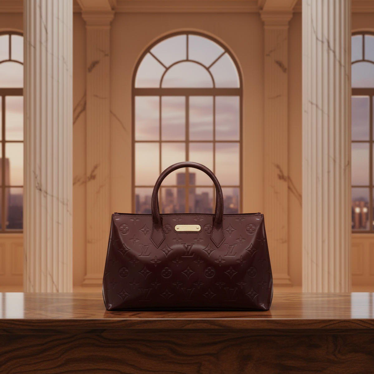 Louis Vuitton Monogram Vernis Wilshire PM M93641 Women's Handbag Amarante