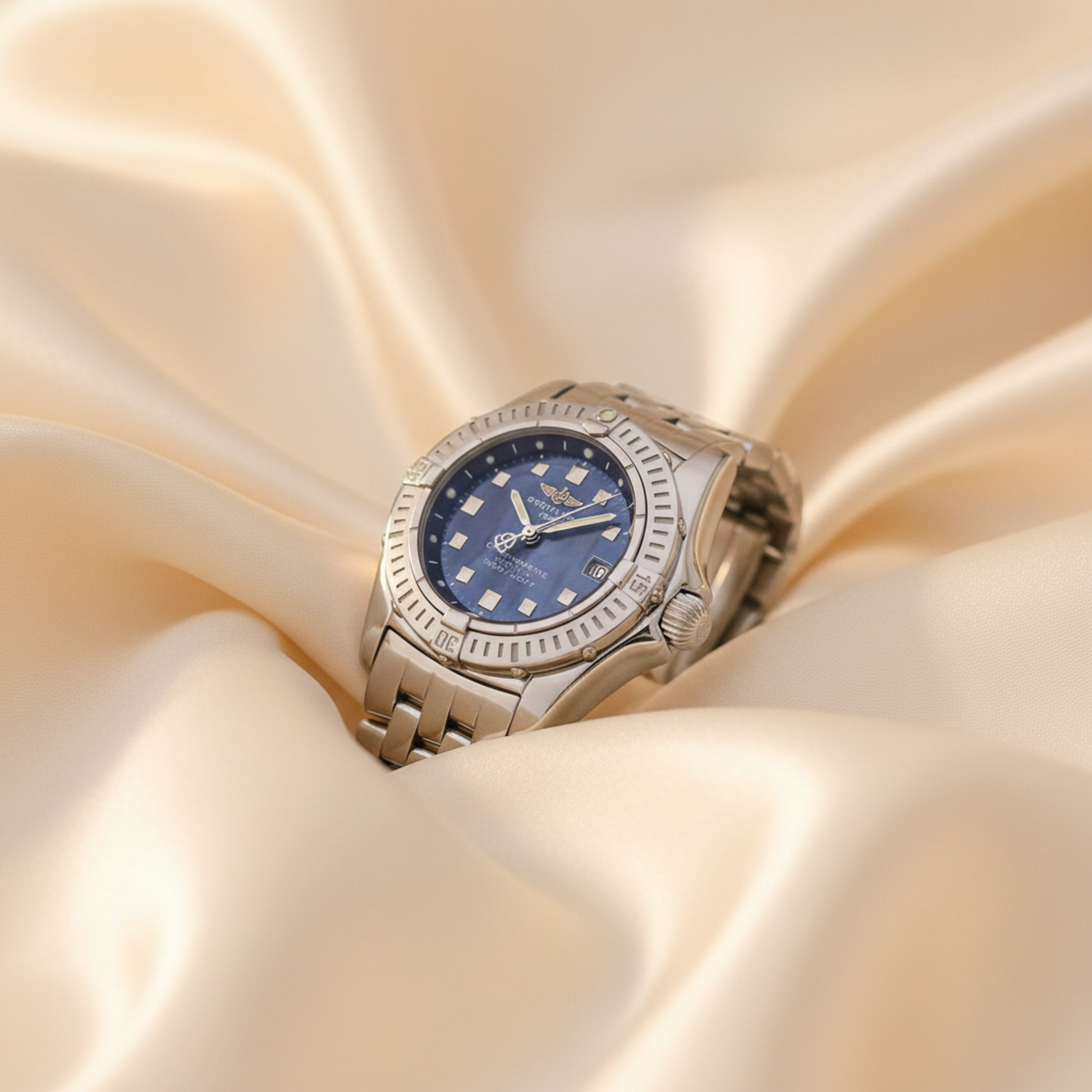BREITLING Callistino Blue MOP Dial Steel Quartz Watch A72345 Polished