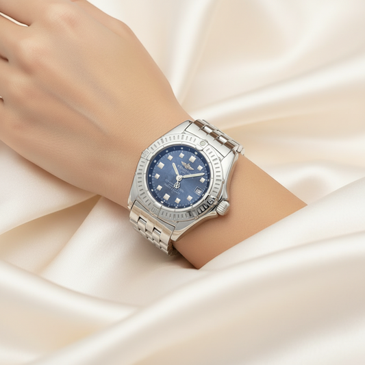 BREITLING Callistino Blue MOP Dial Steel Quartz Watch A72345 Polished
