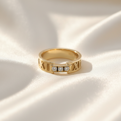Tiffany Atlas Ring 3P Diamond Pink Gold (18K) Fashion Diamond Band Ring Pink Gold