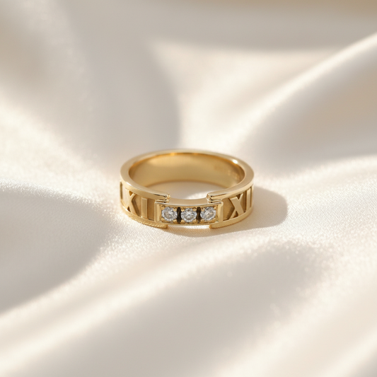 Tiffany Atlas Ring 3P Diamond Pink Gold (18K) Fashion Diamond Band Ring Pink Gold