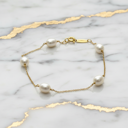 Tiffany By The Yard Freshwater Pearl Bracelet Yellow Gold (18K) Freshwater Pearl Charm Bracelet Gold