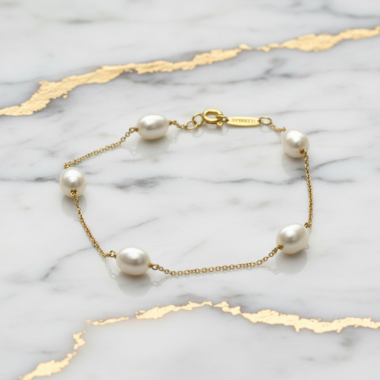 Tiffany By The Yard Freshwater Pearl Bracelet Yellow Gold (18K) Freshwater Pearl Charm Bracelet Gold