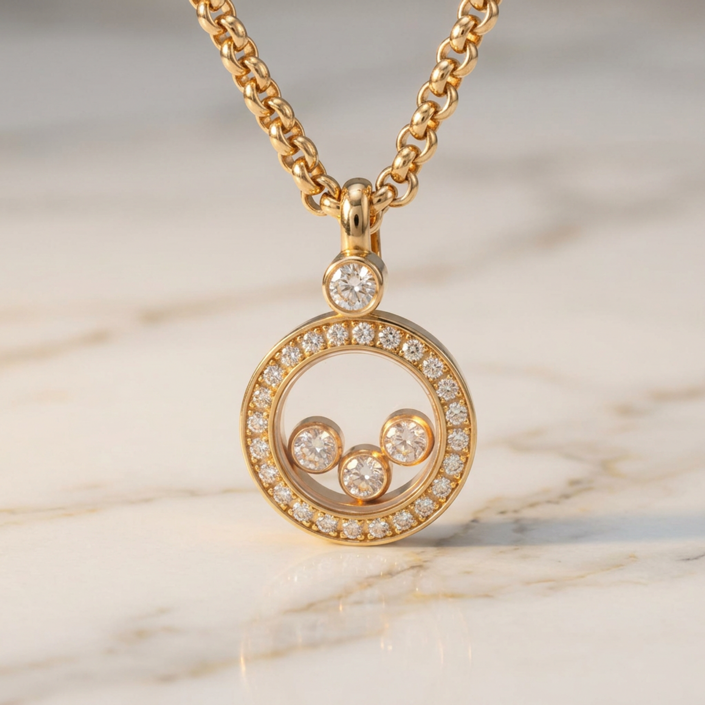 Chopard Happy Diamonds Necklace 79/3957 Pink Gold (18K) Diamond Men,Women Fashion Necklace