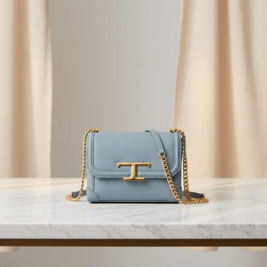 Tod's T-Timeless Chain Shoulder Bag Women's Leather Handbag,Shoulder Bag Light Blue