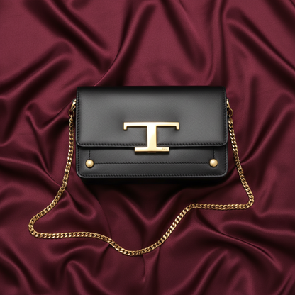 Tod's T-Timeless Belt Chain Shoulder Bag Women's Leather Shoulder Bag,Sling Bag Black