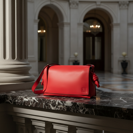 Loewe Flamenco Flap Women's Leather Messenger Bag,Shoulder Bag Red Color