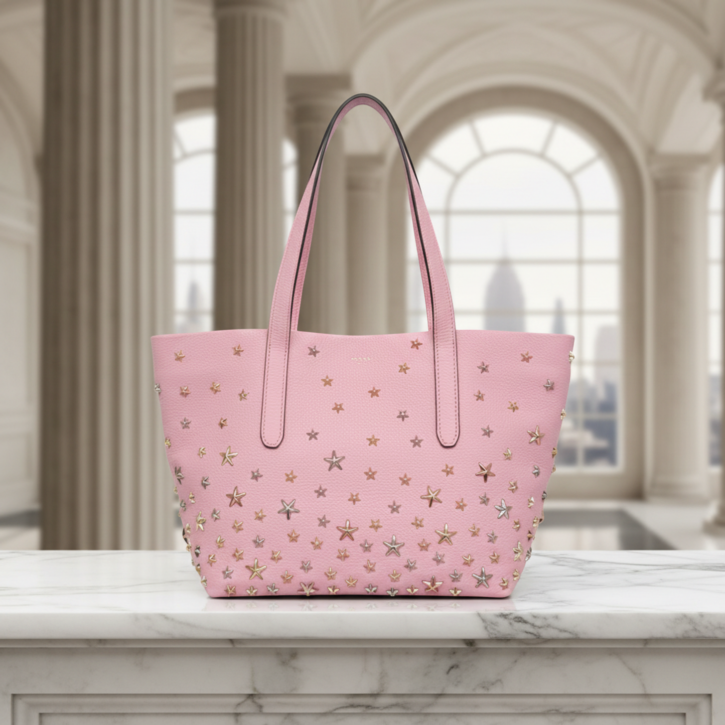 Jimmy Choo Sophia Small Men,Women Leather Studded Tote Bag Pink