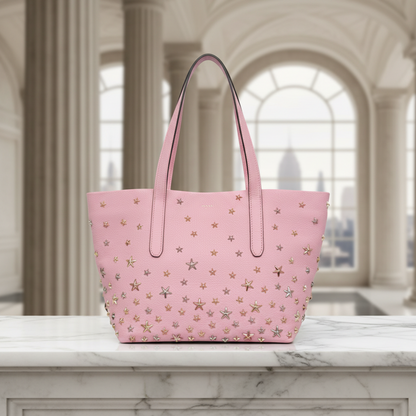 Jimmy Choo Sophia Small Men,Women Leather Studded Tote Bag Pink