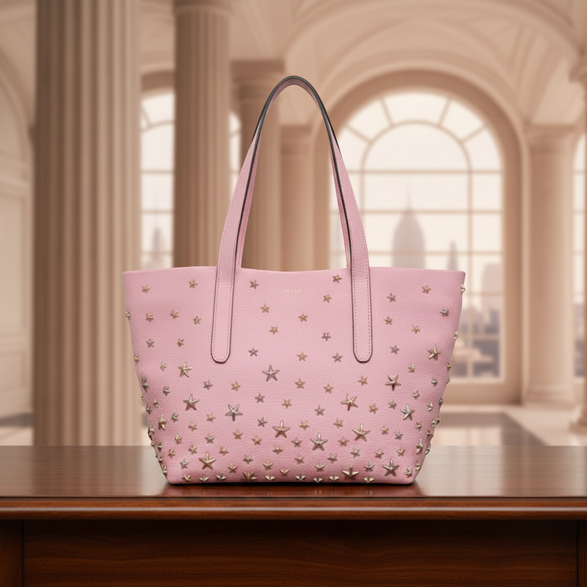 Jimmy Choo Sophia Small Men,Women Leather Studded Tote Bag Pink