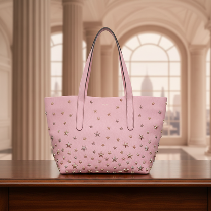Jimmy Choo Sophia Small Men,Women Leather Studded Tote Bag Pink