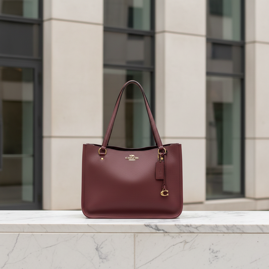 Coach Tyler Carryall C3768 Women's Leather Shoulder Bag,Tote Bag Bordeaux,Wine