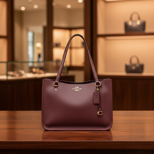 Coach Tyler Carryall C3768 Women's Leather Shoulder Bag,Tote Bag Bordeaux,Wine
