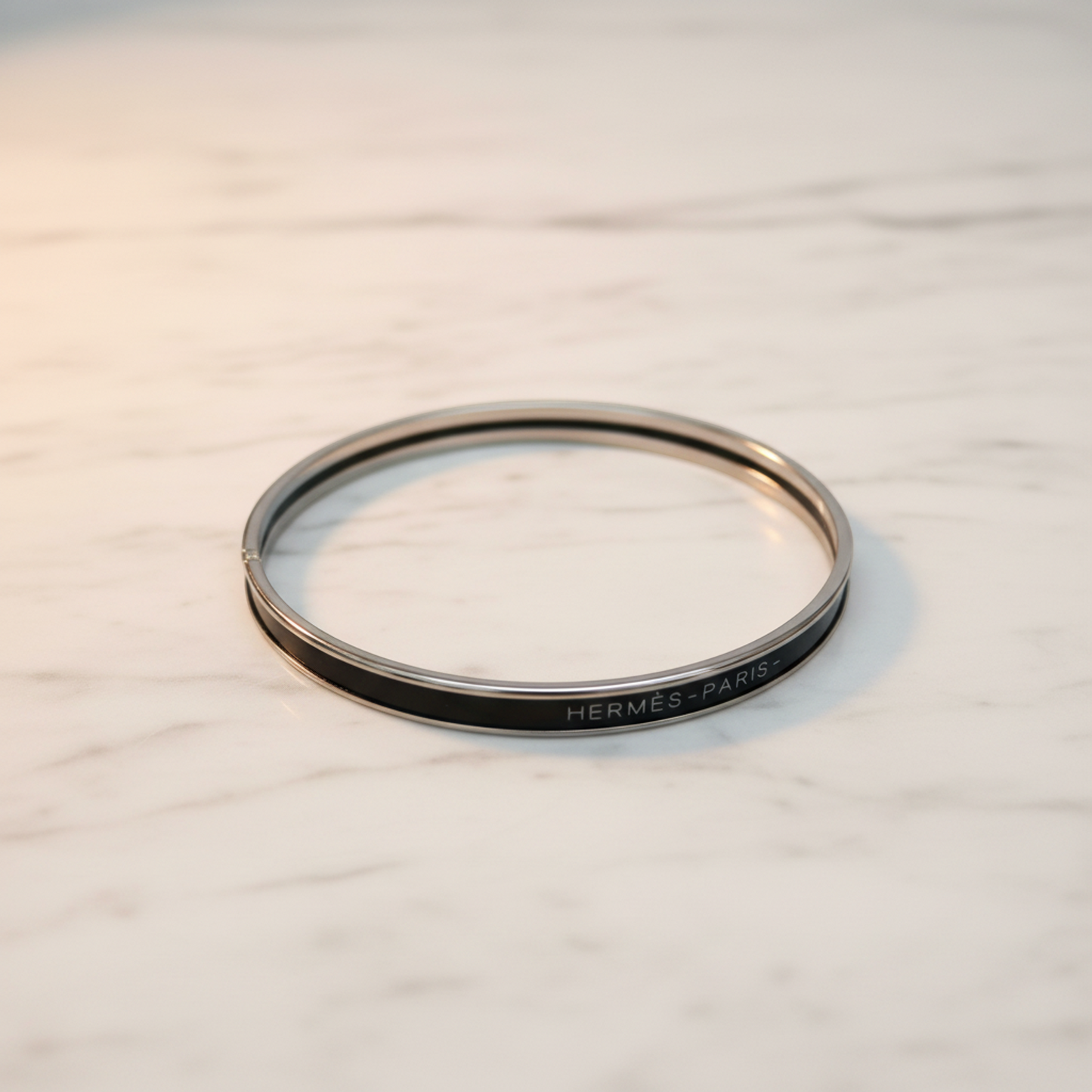 Hermes Enamel Bracelet Extra Fun Uni H240001FP0165 Palladium Bangle Silver,Black