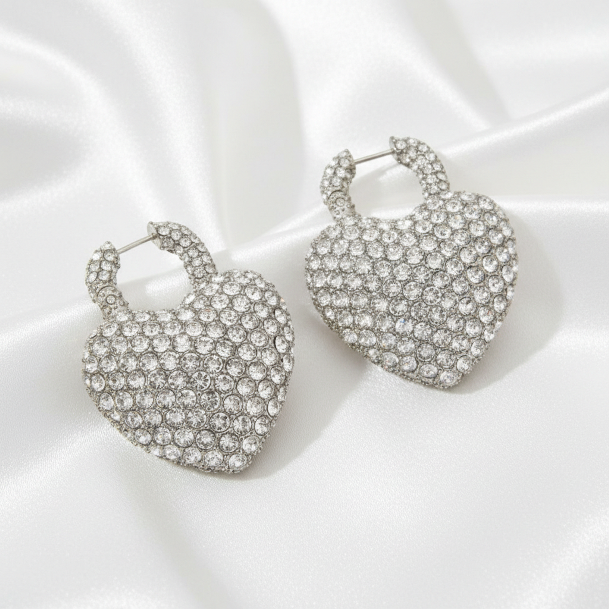 Balenciaga MINNIE XL Rhinestone Aluminum,Rhinestone Drop Earrings Silver