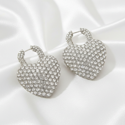 Balenciaga MINNIE XL Rhinestone Aluminum,Rhinestone Drop Earrings Silver