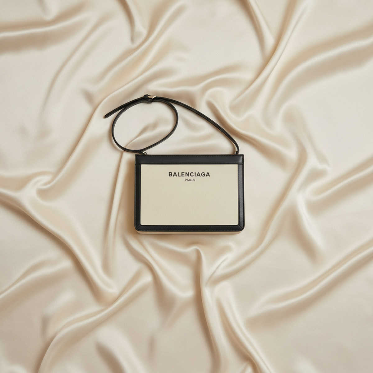 Balenciaga Navy Pochette 339937 Men,Women Canvas,Leather Shoulder Bag Black,Off-white