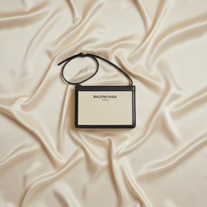 Balenciaga Navy Pochette 339937 Men,Women Canvas,Leather Shoulder Bag Black,Off-white