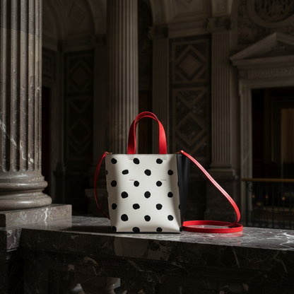Marni Museo Mini SHMP003904 Women's Leather Handbag,Shoulder Bag Black,Red Color,White