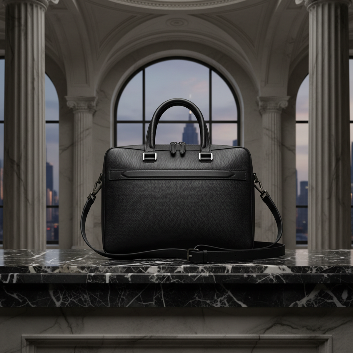Salvatore Ferragamo FZ-24 0458 Men's Leather Briefcase,Handbag Black