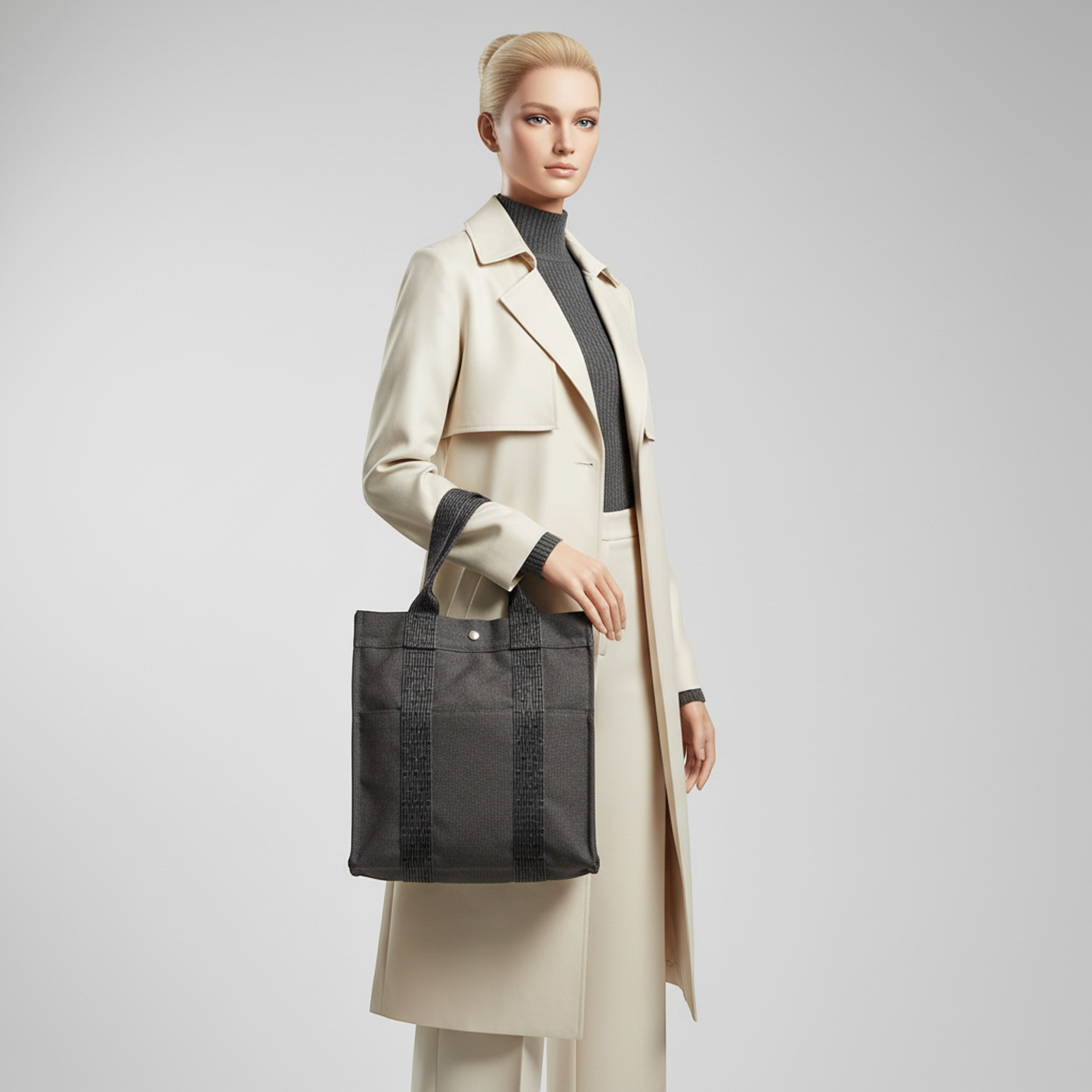 Hermes Her Line A Dos MM Men,Women Polyamide,Polyester Backpack Black,Gray