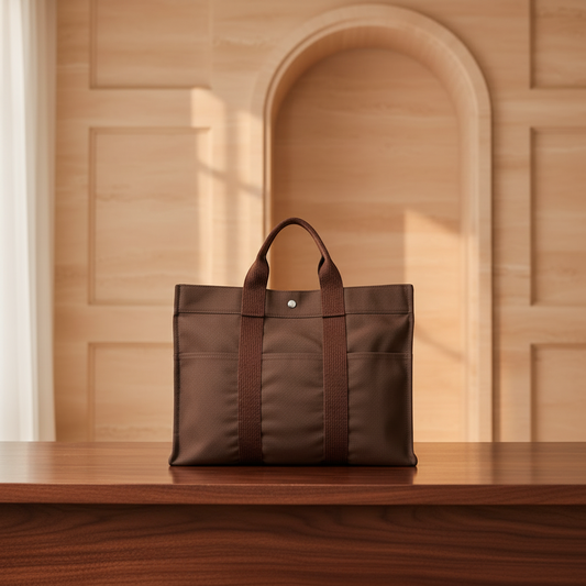 Hermes Her Line MM Men,Women Polyamide,Polyester Tote Bag Brown