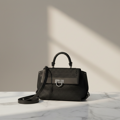 Salvatore Ferragamo Gancini Sofia FZ-21 E326 Women's Leather Handbag,Shoulder Bag Black