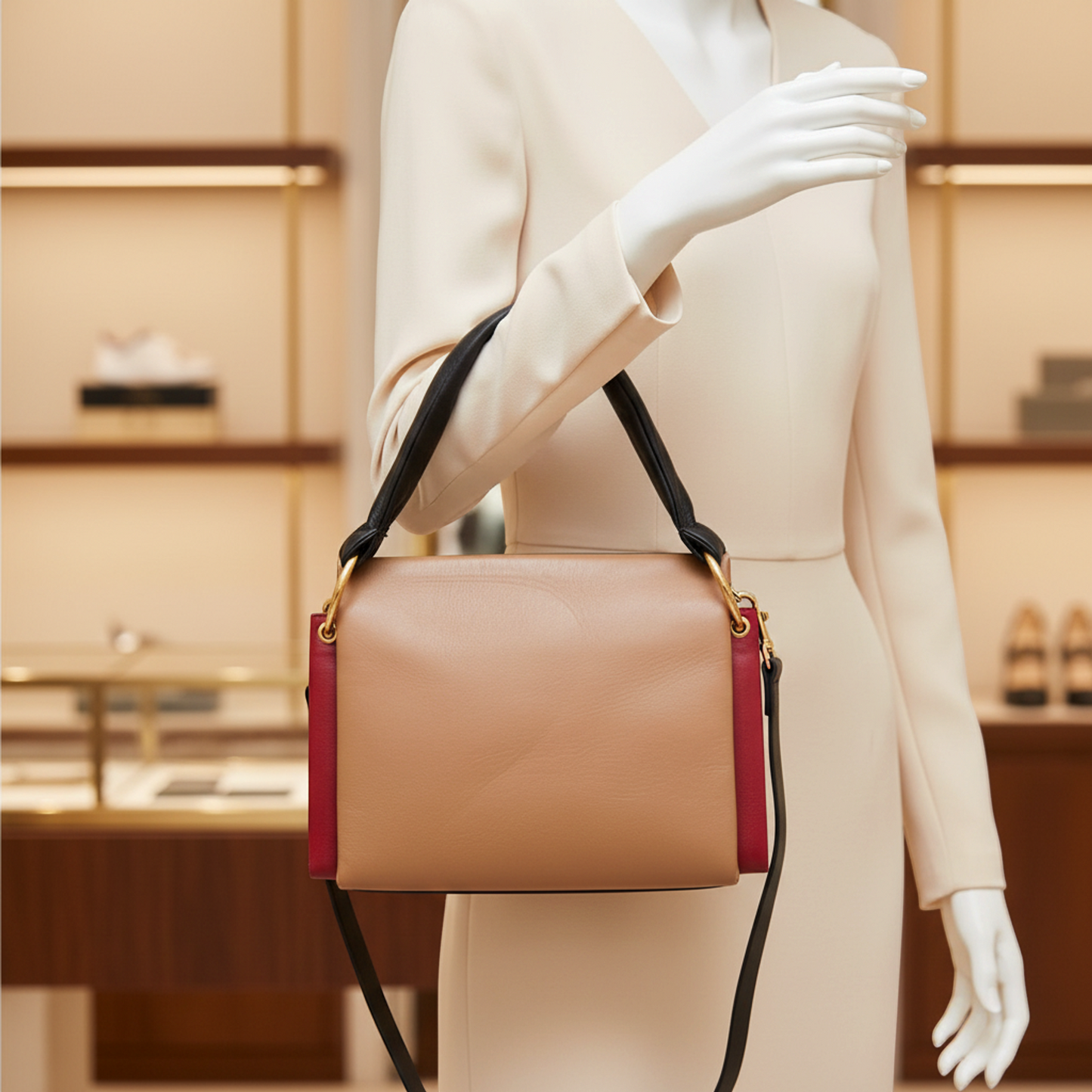 Marni BEAT Women's Leather Shoulder Bag Beige,Black,Bordeaux