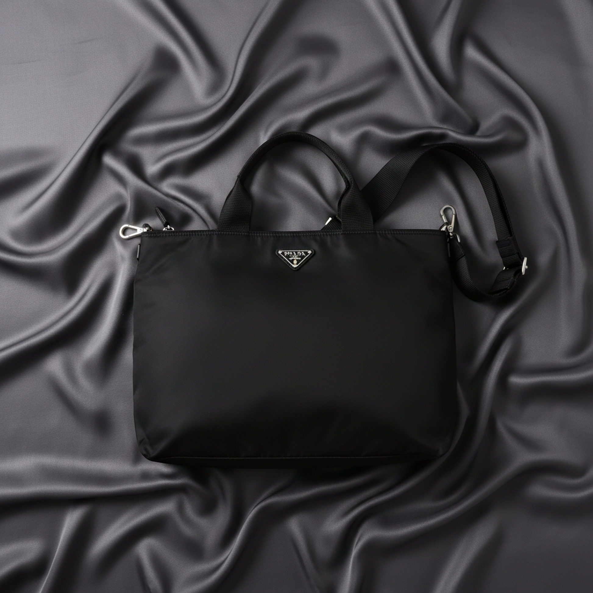 Prada TESSUTO Women,Men Nylon Tote Bag Black