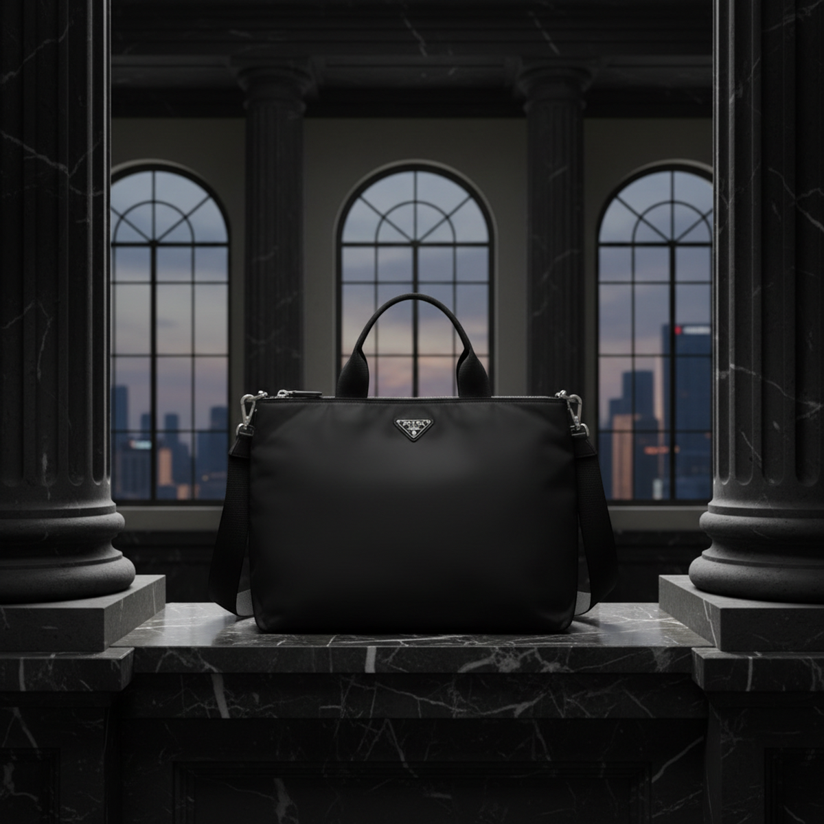 Prada TESSUTO Women,Men Nylon Tote Bag Black