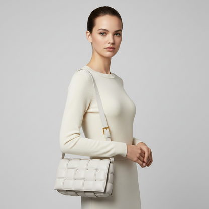 Bottega Veneta Intrecciato Padded Cassette 591970 Women's Leather Shoulder Bag Off-white