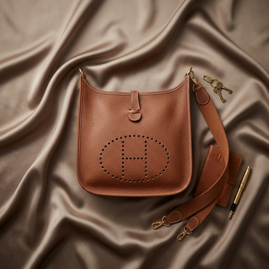 Hermes Evelyne I GM Men,Women Taurillon Clemence Leather Shoulder Bag Brown