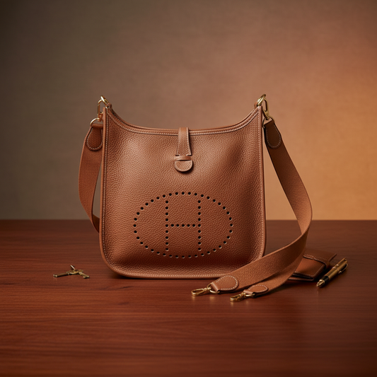 Hermes Evelyne I GM Men,Women Taurillon Clemence Leather Shoulder Bag Brown