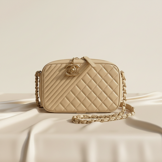 Chanel Cocoboy Camera Bag A92655 Women's Leather Shoulder Bag Gold