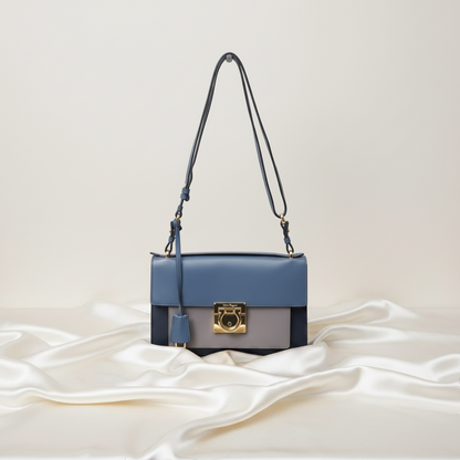 Salvatore Ferragamo Gancini AB-21 G179 Women's Leather Handbag,Shoulder Bag Blue,Gray