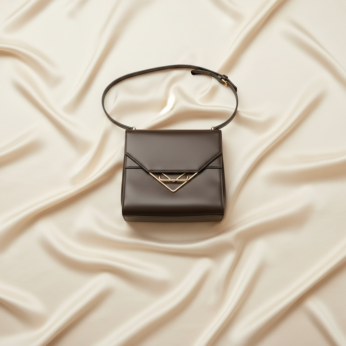 Bottega Veneta The Clip Women's Leather Shoulder Bag Dark Brown