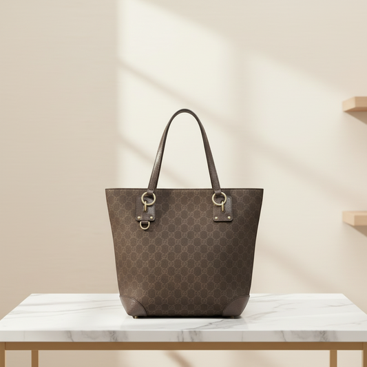 Gucci GG Canvas 353706 Women's GG Canvas Tote Bag Dark Brown