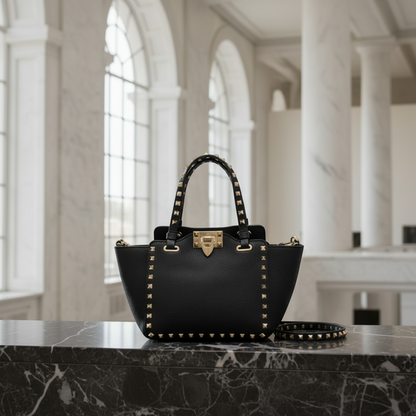 Valentino Garavani Lock Studs Small Bag Women's Leather Handbag,Shoulder Bag Black