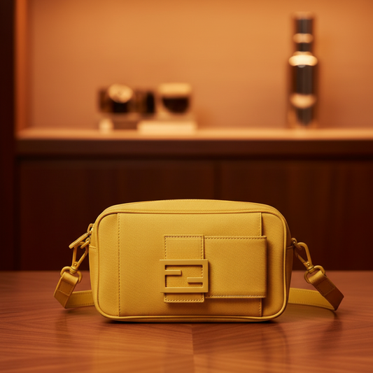 Fendi Baguette Phone Pouch 7AS056 Men,Women Nylon Shoulder Bag Yellow