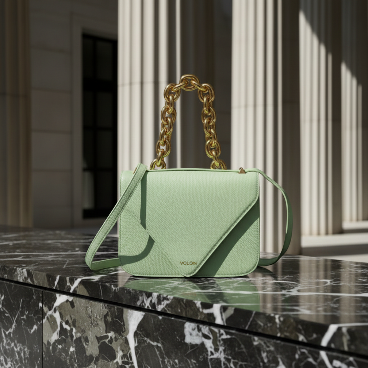 Bottega Veneta Mount Small Chain Shoulder Bag Women's Leather Handbag,Shoulder Bag Green