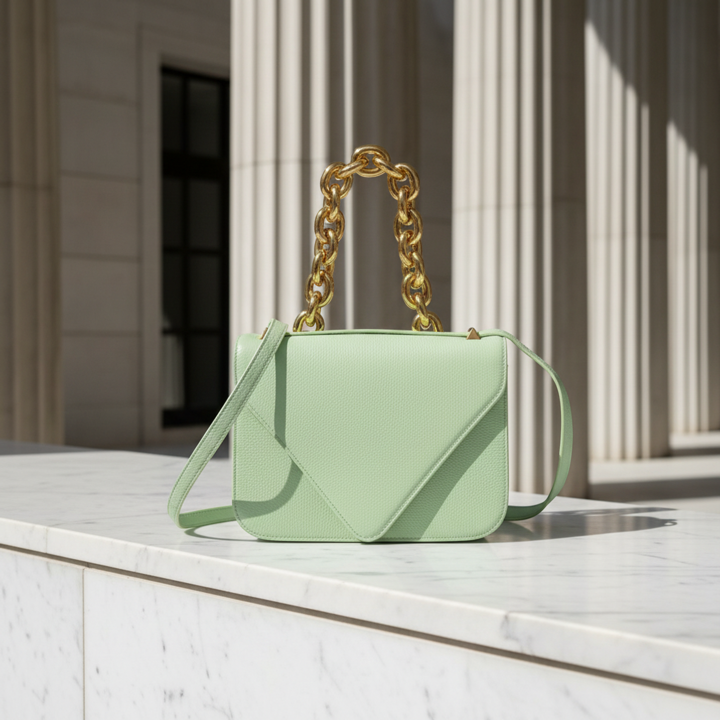 Bottega Veneta Mount Small Chain Shoulder Bag Women's Leather Handbag,Shoulder Bag Green