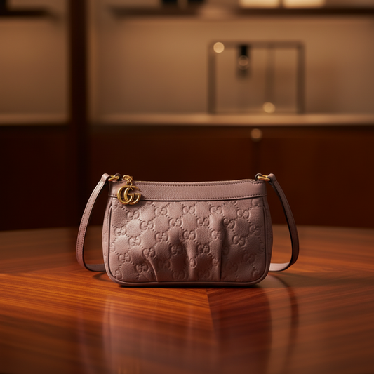 Gucci Guccissima 256899 Women's Leather Shoulder Bag Light Purple
